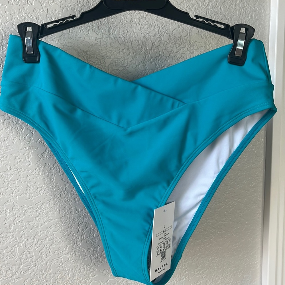 Halara Crossover Teal Bikini Bottom NWT size L